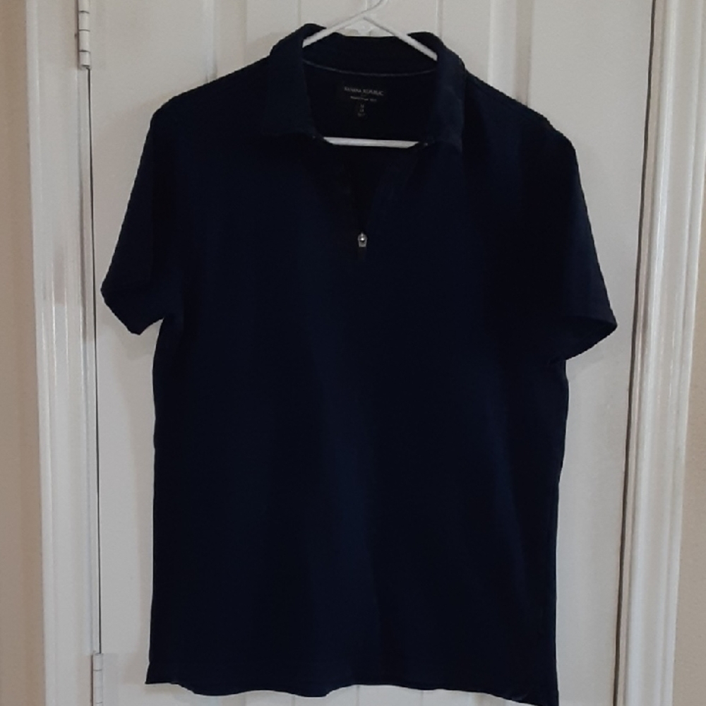 Banana Republic Wicking Half-Zip Pullover Polo Patriot Blue Men's M 100% Cotton